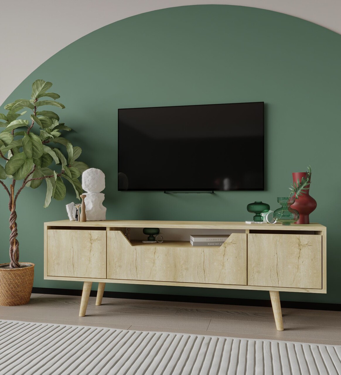 Comoda TV, Hanah Home, Roma 150, 150x53x29.8 cm, PAL, Maro - imagine 2