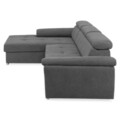 Coltar extensibil stanga cu 3 tetiere si lada, Emily, L.272 l.175, stofa, PRM96 gri inchis