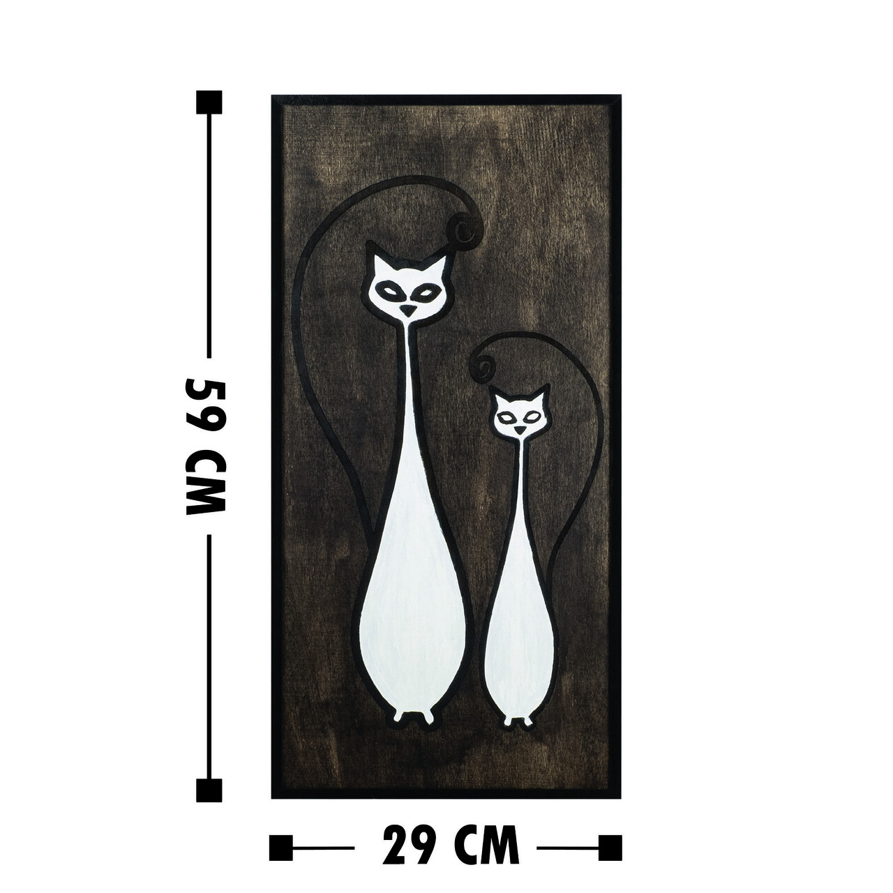 Decoratiune de perete, Cat Family, 29 x 59 cm, Alb/Negru - view 3