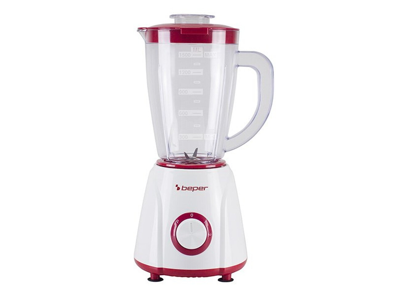 Blender de masa Beper, 17.5x18.5x37 cm, 400W, 1.5L, plastic/inox, alb/rosu - view 2