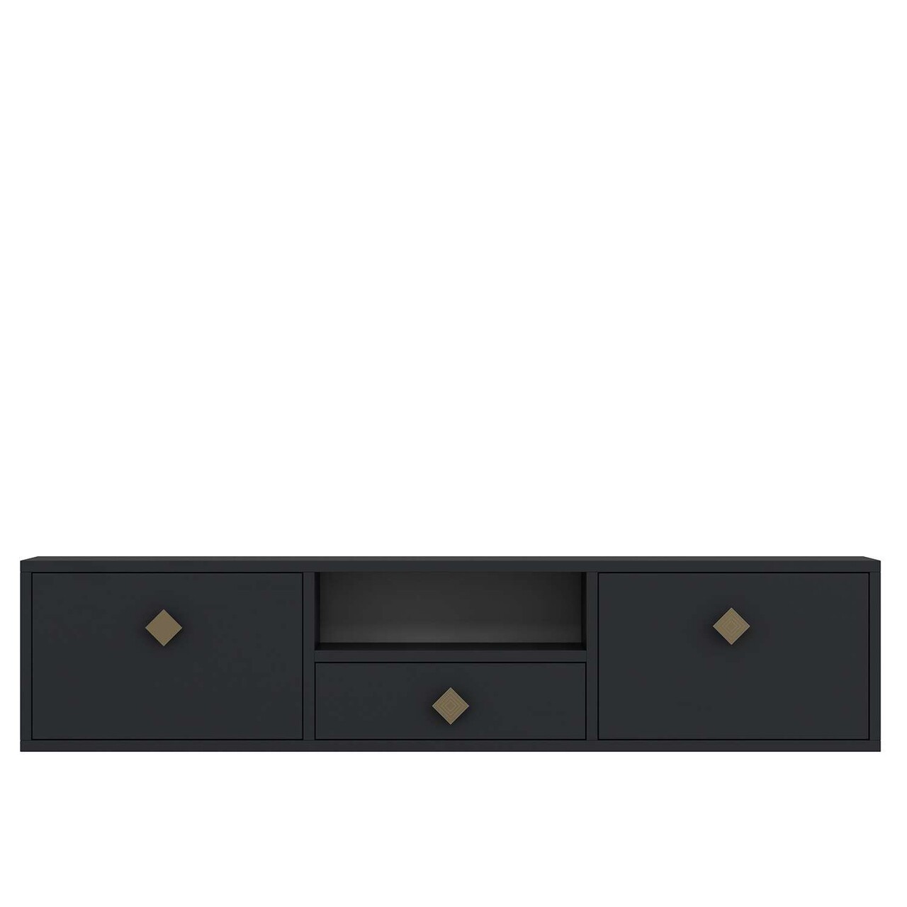 Comoda TV, Hanah Home, 1305-DROP-1, 140x30x30 cm, PAL , Antracit / Aur - view 3