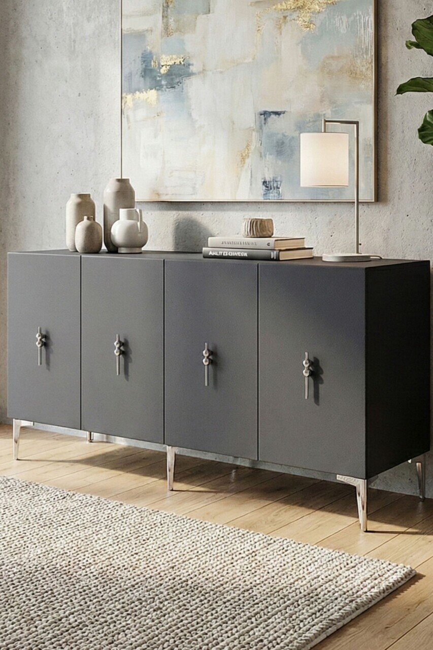 Consola, Hanah Home, Salkım 150, 125x75x32 cm, Antracit / Argintiu — imaginea 3