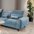 Coltar extensibil stanga 4 locuri ELTAP, Foble, 267x196x100 cm, lemn/poliester, albastru deschis