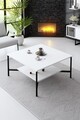 Masuta de cafea, Bexley, Black Line, 80x80x40 cm, PAL, Alb/Negru