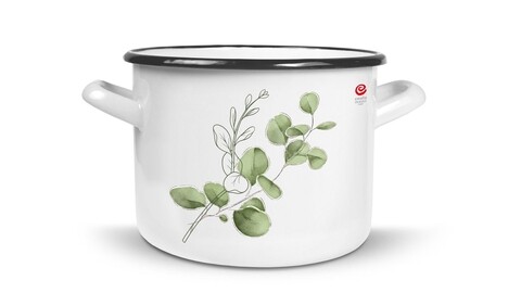 Oala emailata 20 cm, emalia olkusz, 4.5 l, otel carbon, alb