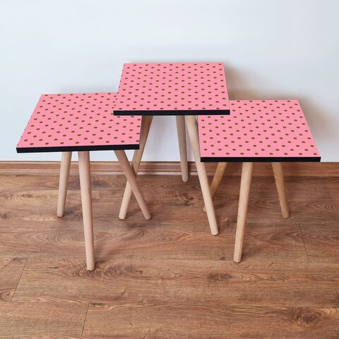 Set masute 3 piese, Leona, 3Shp369, Roz/Maro