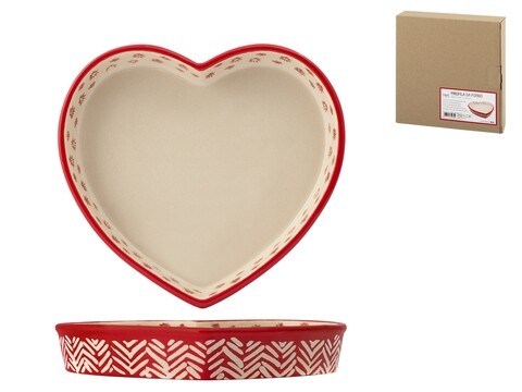 Tava pentru copt Heart, Pengo, Ø20 cm, gresie, rosu
