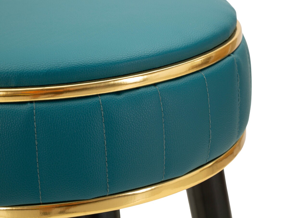 Scaun de bar, Mauro Ferretti, London, 38x75 cm, lemn de pin/piele ecologica, verde/negru/auriu - imagine 3