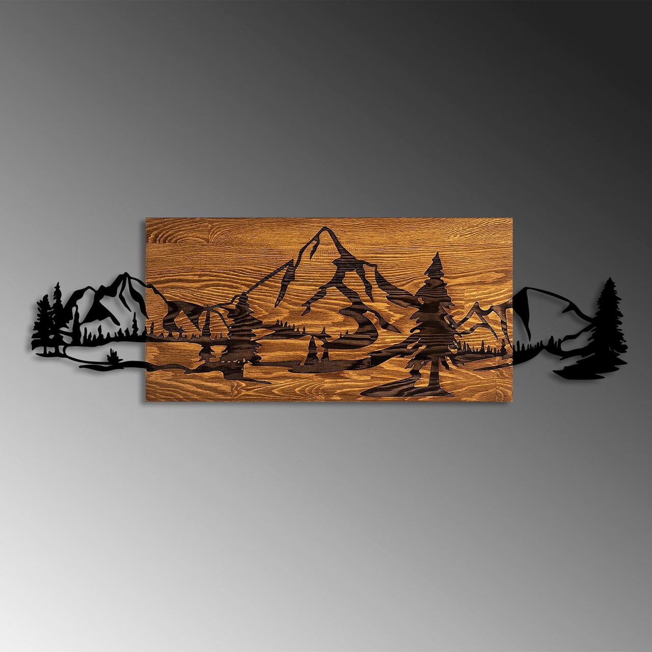 Decoratiune de perete, Mountain Range, Dimensiune: 30 x 95 cm, Nuc / Negru - view 4
