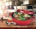 Cratita ovala cu capac Home Chef, Heinner, 3.5 l, aluminiu turnat, negru/rosu