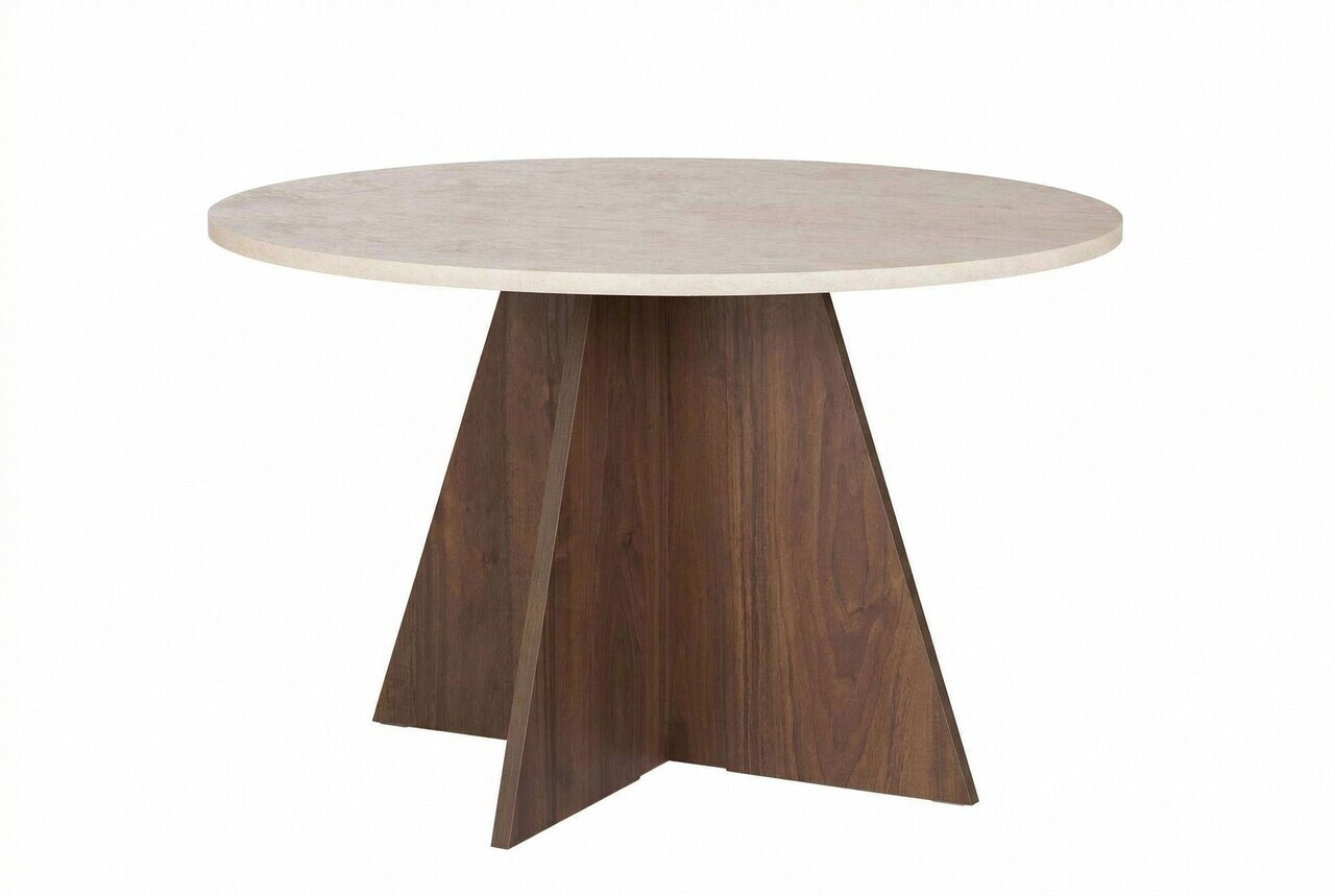 Masa, Hanah Home, Virella, 120x75x120 cm, PAL, Travertin / Nuc Venezia — imaginea 3