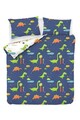 Lenjerie de pat dubla 3 piese, Dinolar - Dark Blue, EnLora Home, Bumbac Ranforce