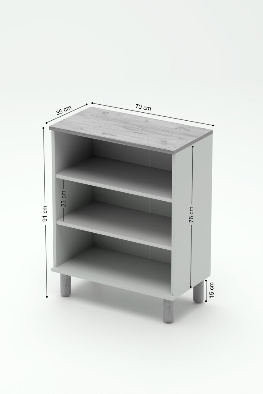 Dulap multifunctional, Hanah Home, Toriva W, 70x91x35 cm, PAL, Pin Atlantic / Alb