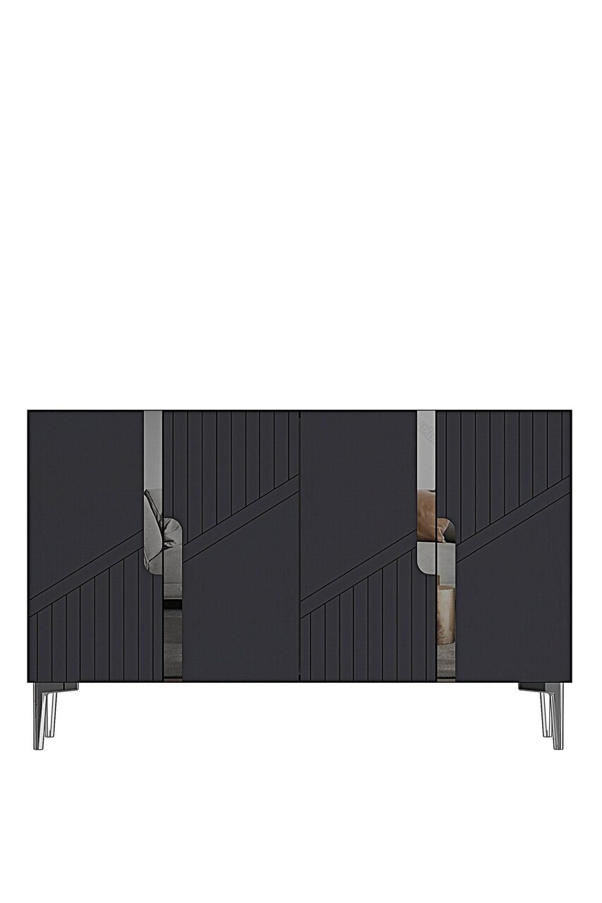 Consola, Hanah Home, Evva 120, 120x75x32 cm, Antracit / Argintiu — imaginea 2