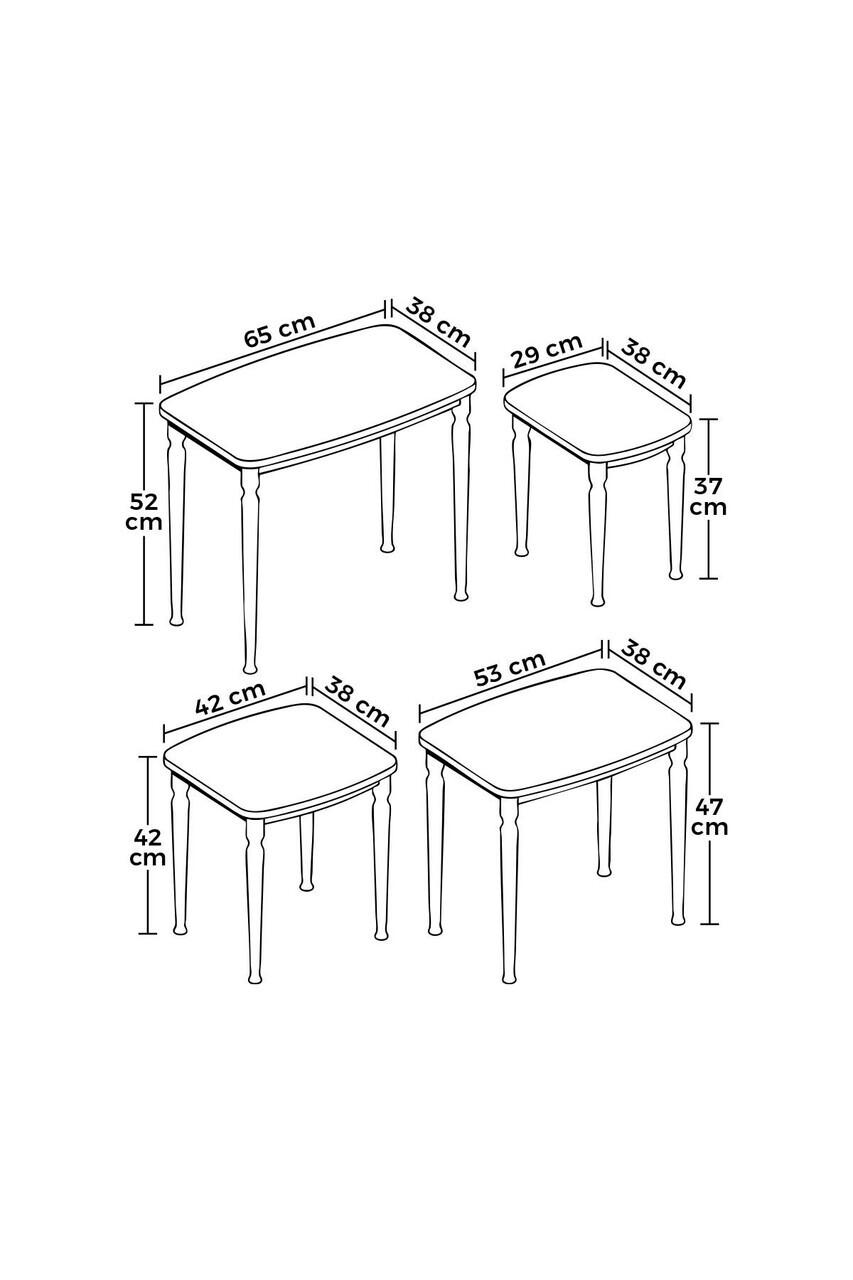 Set masute Nesting 4 piese, Hanah Home, Tawe Avangart, Maro — imaginea 3