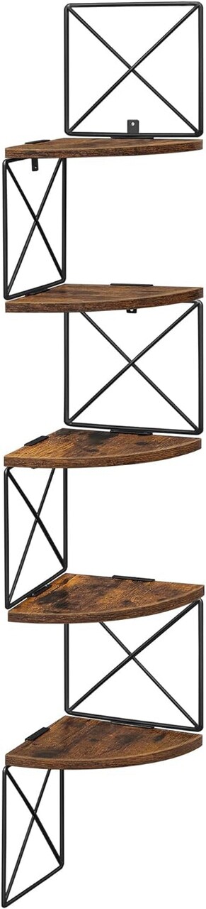 Raft de colt Vasagle, 20 x 20 x 127.5 cm, PAL/otel, maro rustic