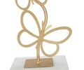 Suport pentru lumanare Butterfly, Mauro Ferretti, 10x10x26.5 cm, fier/marmura, auriu