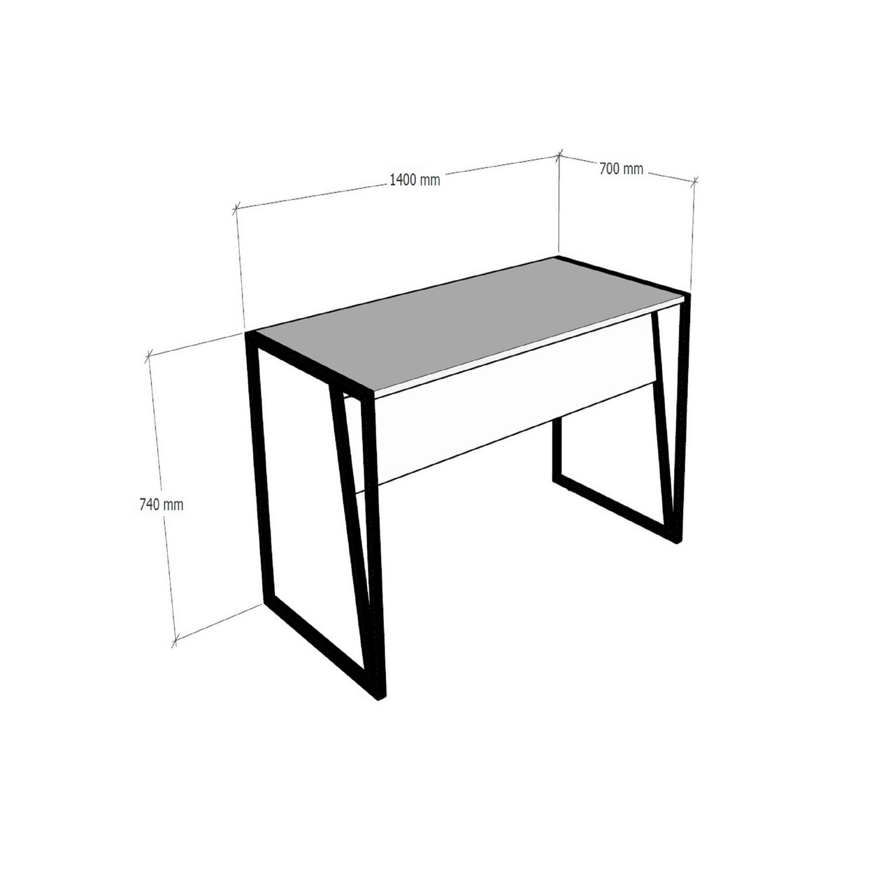 Birou, Puqa Design, Lara, 140x74x70 Cm, PAL, Alb/Negru