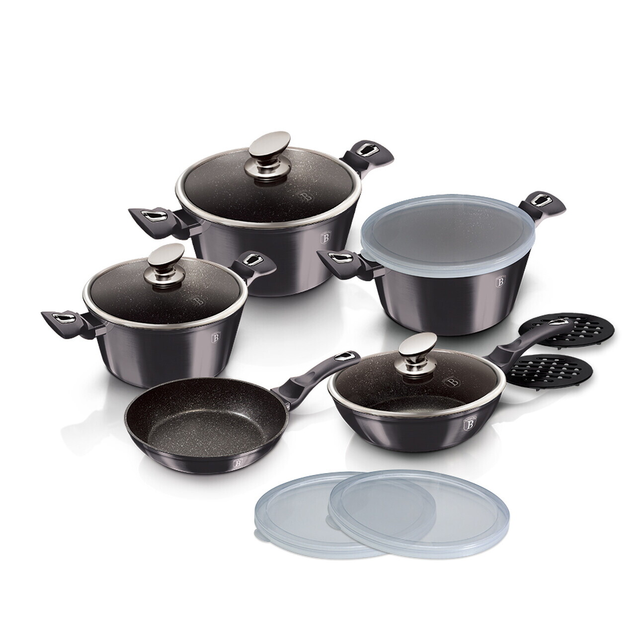 Set pentru gatit Berlinger Haus, Carbon Pro, 13 piese, aluminiu forjat, gri inchis - imagine 2