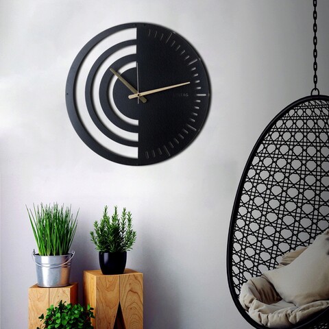 Ceas de perete, chrono, metal, dimensiune: 50 x 50 cm, negru