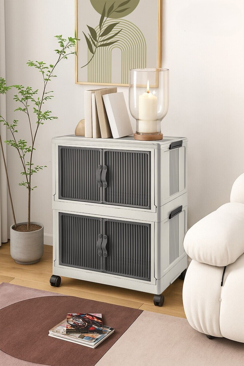 Dulap multifunctional, Hanah Home, Lavine 67, 32x67x56 cm, PLASTIC, Alb — imaginea 2