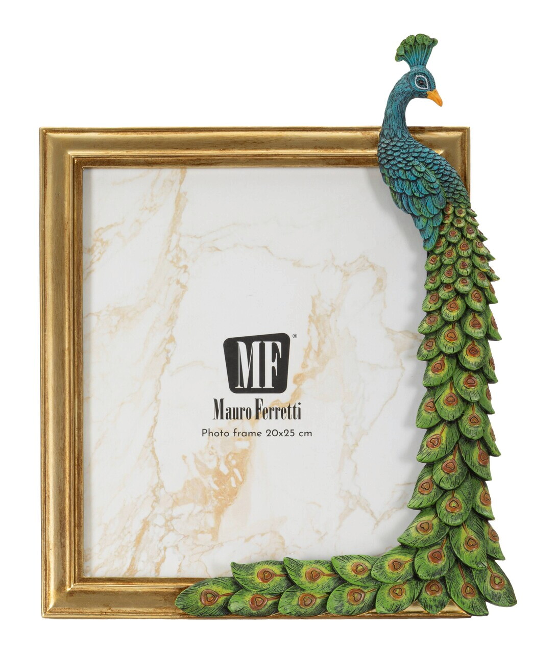 Rama foto, Mauro Ferretti, Eclectic-Style Peacock, 20x25 cm, polirasina, multicolor — imaginea 4