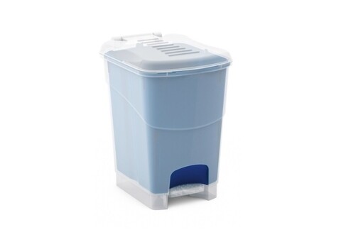 Cos de gunoi Koral S cu pedala, plastic, 5 L, transparent/albastru