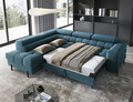 Coltar extensibil stanga 5 locuri ELTAP, LT-40AMO, Ferucce, 276x200x93 cm, lemn/poliester, albastru