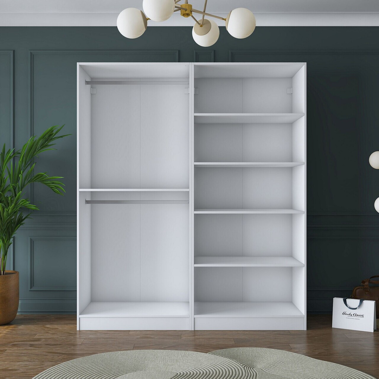 Dulap pentru haine, Hanah Home, BA156, 180x210x57.5 cm, PAL melaminat, Alb - view 6