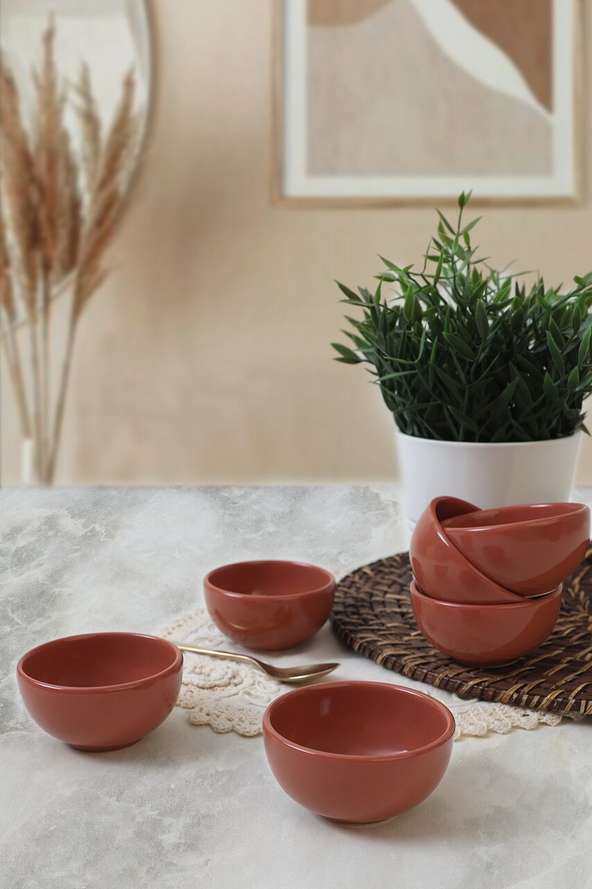 Set boluri ceramice (6 bucăți), L'essentiel Maison, 275KRM2350, Antibacterian, Caramiziu - view 3