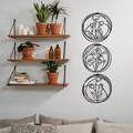 Decoratiune de perete, Flowers 5, metal, 146 x 49 cm, negru