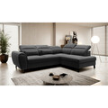 Coltar extensibil dreapta 4 locuri ELTAP, RT-10FL, Noble, 255x201x100 cm, lemn/poliester, negru