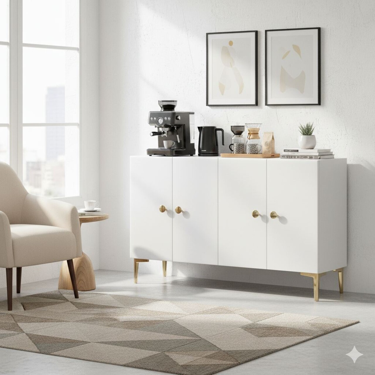 Consola, Hanah Home, Simple 120, 120x75x32 cm, Alb - view 3