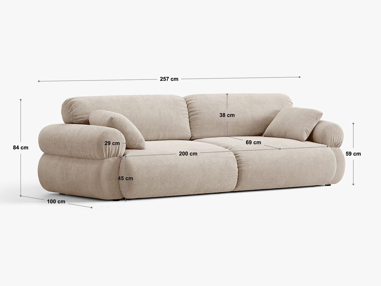 Canapea 4 locuri, Ophelia, Micadoni Home, 257x100x84 cm, tesatura structurata, caramiziu — imaginea 7