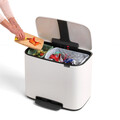 Cos de gunoi cu pedala, Brabantia, Bo Pedal, 11+23 L, 36.3x54x44 cm, otel, alb