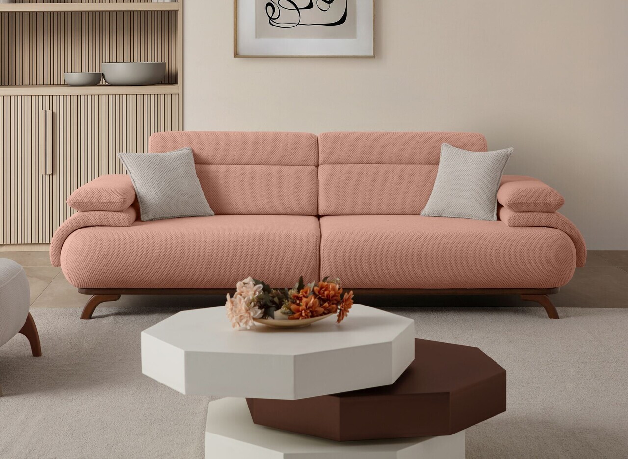 Canapea 3 locuri, Atelier del Sofa, 752EST1152, Lemn de carpen/PAL melaminat, Roz pudra - view 2