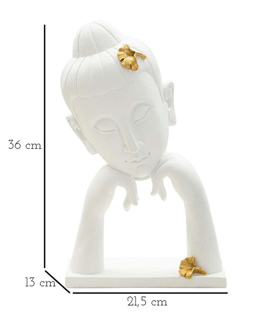 Figurina /sculptura decorativa  Buddha -B, Mauro Ferretti, 21.5x13x36 cm, polirasina, alb/auriu - 1 | YEO