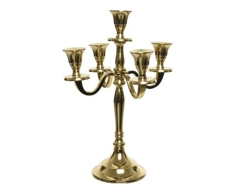 Sfesnic cu 5 brate Decoris, 20x29.5 cm, aluminiu, auriu