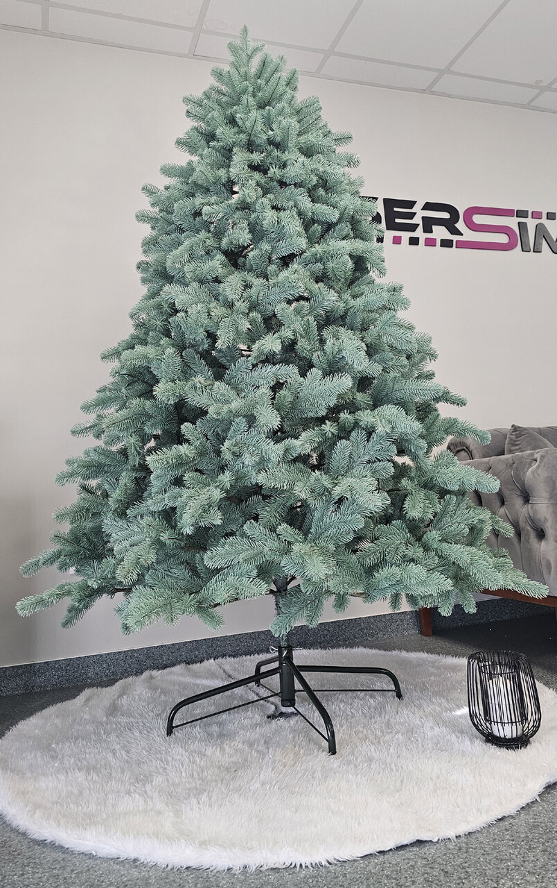 Brad artificial Christmas Deluxe by Sersimo, Kovalivska argintiu, 3D, 210cm — imaginea 11