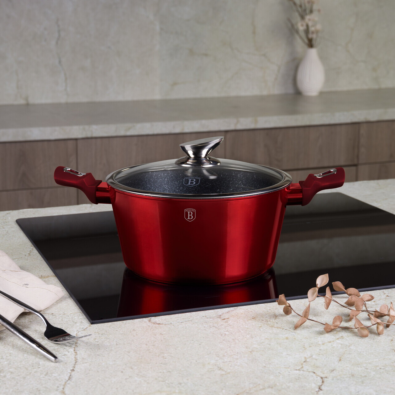 Set pentru gatit Berlinger Haus, Burgundy, 3 piese, aluminiu forjat, rosu - imagine 15