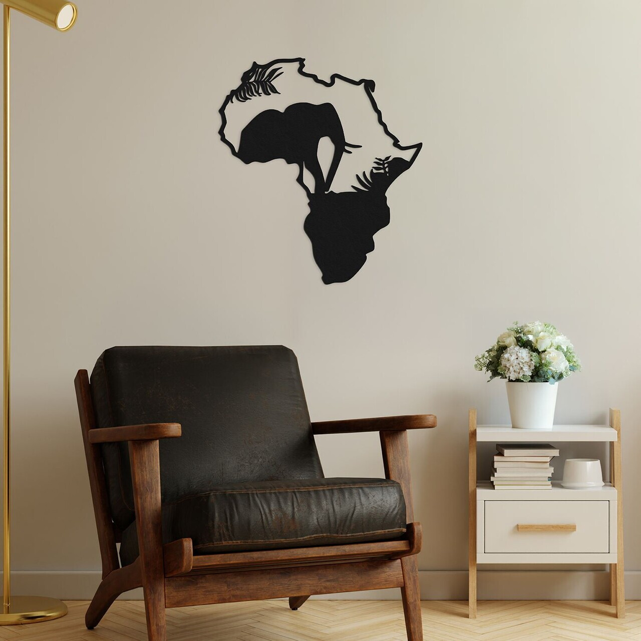 Decoratiune de perete, African, Metal, Grosime: 1,2 mm, Negru — imaginea 2