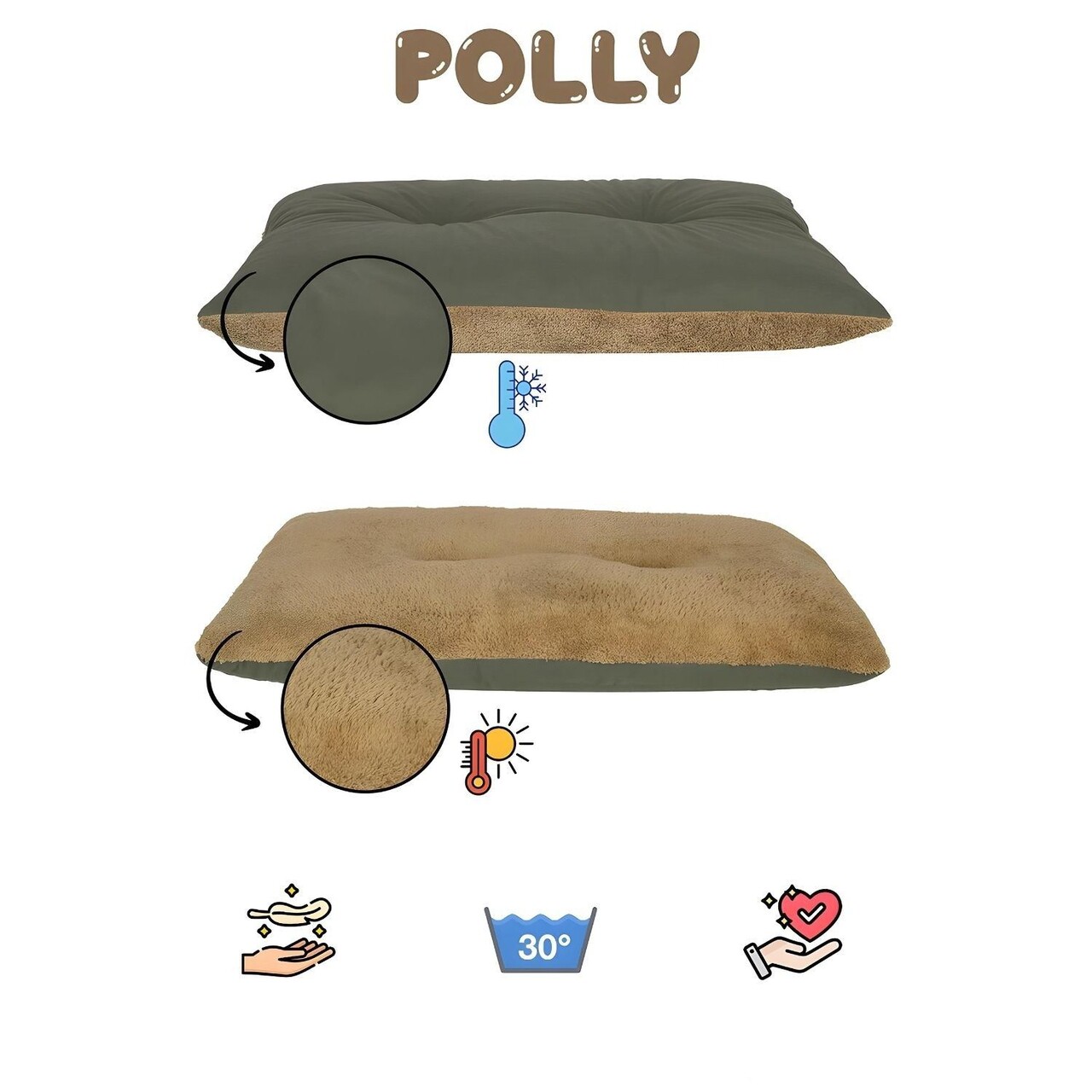 Pat pentru animale de companie, Paws &amp; Whiskers, Polly Dog 35 x 50, Material exterior: 100% poliester, Verde / Smarald - view 3