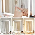 Masa de toaleta cu taburet si oglinda cu LED-uri si rotire 360 / masuta dressing, Vasagle, 80s40s137.5 cm, MDF/lemn de pin/lemn de cauciuc, alb