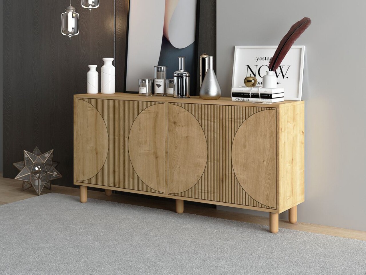 Consola, Hanah Home, Arventa, 150x73x36 cm, PAL, Maro - view 2