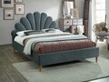 Pat matrimonial tapitat, cu tablie Santana Velvet, Signal, 160x200 cm, catifea, gri