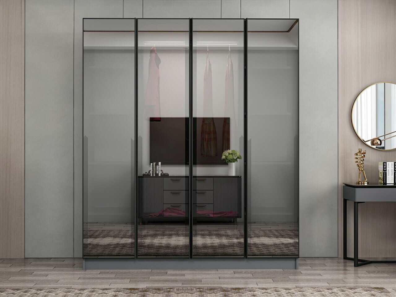 Dulap pentru haine, Hanah Home, Nisa, 180x210x52 cm, Antracit