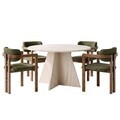 Set masa si scaune (5 piese), Nordure, Monroe 4, Travertin / Nuc / Verde