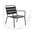 Scaun pentru gradina Marlyn, Bizzotto, 65 x 74 x 71 cm, otel, finisaj mat, gri carbune