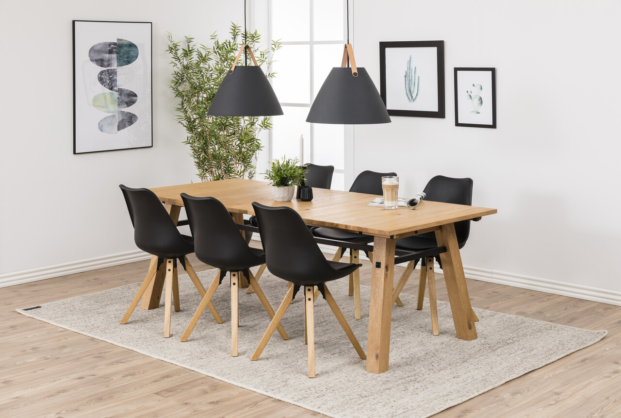 Scaun Dima, Actona, 48.5x55x85 cm, piele ecologica/lemn de cauciuc, negru/natural - view 7
