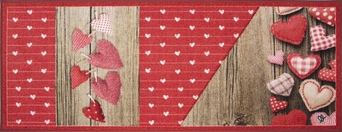 Covor pentru bucatarie, Olivo Tappeti, New Smile Modern, Hearts, 57 x 140 cm, nailon, multicolor